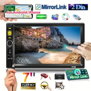 17.78 cm Double Din  Stereo Player,  MP5 Media Player with Digital Capacitive Screen with USB/TF/AUX Input 2 Din Autoradio with Mirror Link, Portable Media Players, Stereo Car Audio, Dual Din, Stereo System
