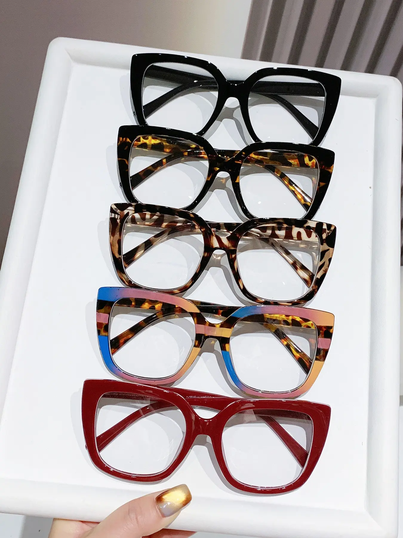 5-Piece Leopard Print Design Reading Glasses Set, Anti-Blue Light Eyewear, Square Frame, Trending Eyeglasses, Unisex Appeal Daily Use, Boho Style, Daily Versatility, All Seasons