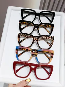 5-Piece Leopard Print Design Reading Glasses Set, Anti-Blue Light Eyewear, Square Frame, Trending Eyeglasses, Unisex Appeal Daily Use, Boho Style, Daily Versatility, All Seasons