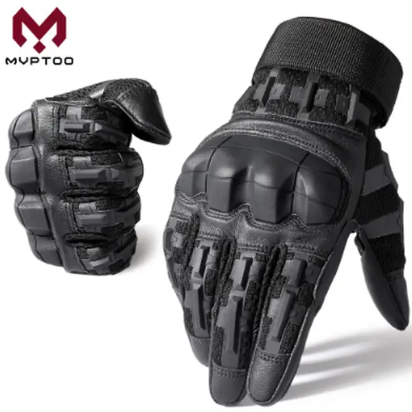 MVPTOO Tactical Gloves Full Finger with Touch Screen, Hard Knuckle Motorcycle Riding Gloves, PU Leather Work Gloves for Cycling, Hunting, Airsoft, Hiking & Outdoor Sports, Outdoor Sports Gloves.