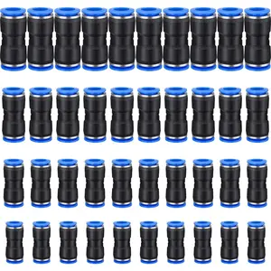 40 count Straight Push Connectors, Push To Connect Fittings Quick Release Pneumatic Connectors Air Line Fittings Connect Air Hose Fittings, 2 Way