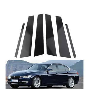 For BMW F30 3-Series 2012-2015, 6Pcs Gloss Black Car Door Window Pillar Posts Trim