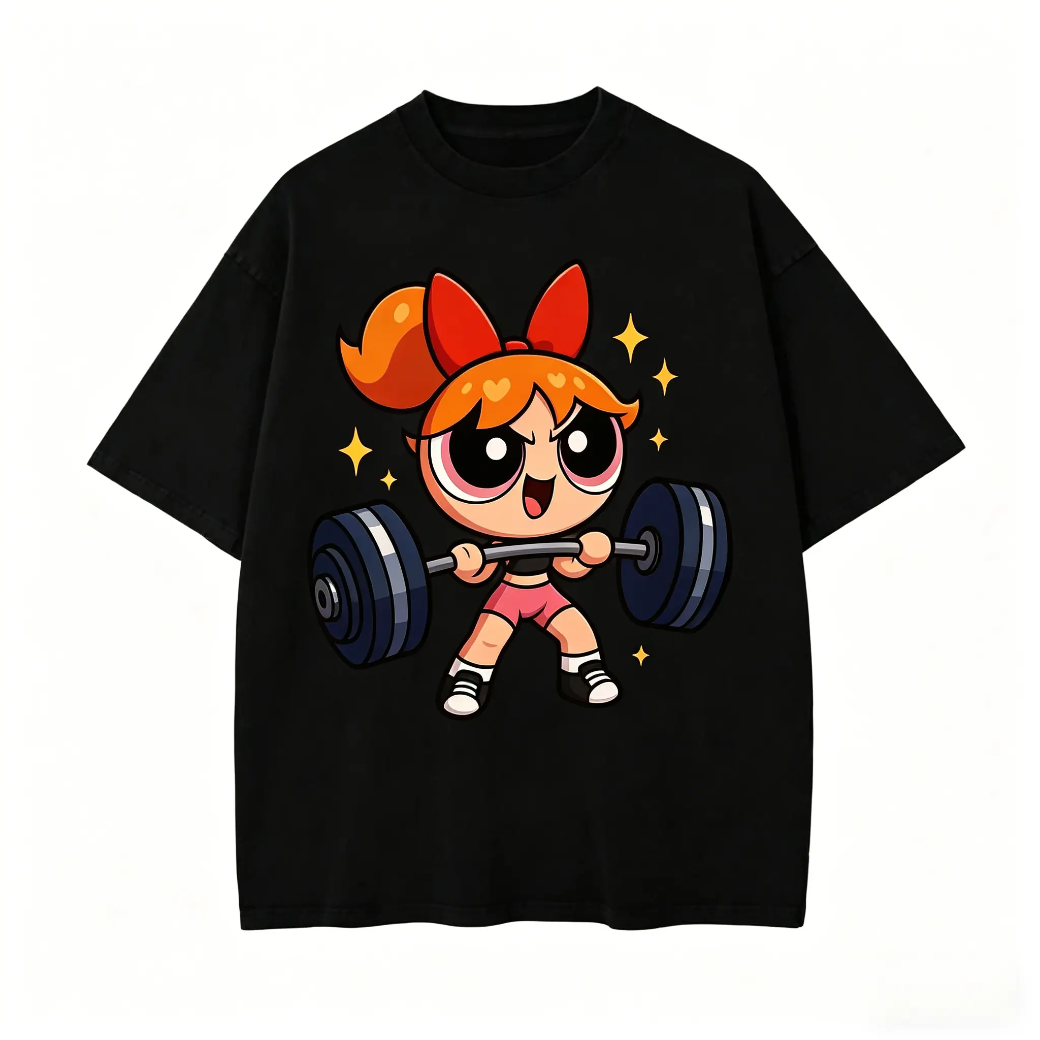 Cute Y2k Blossom  Powerpuf Gym Girl Graphic Tee, Y2K Powerpuf Fitness, Bodybuilding Shirt, Pump Cover Gym Tee for Men Women,  Adult