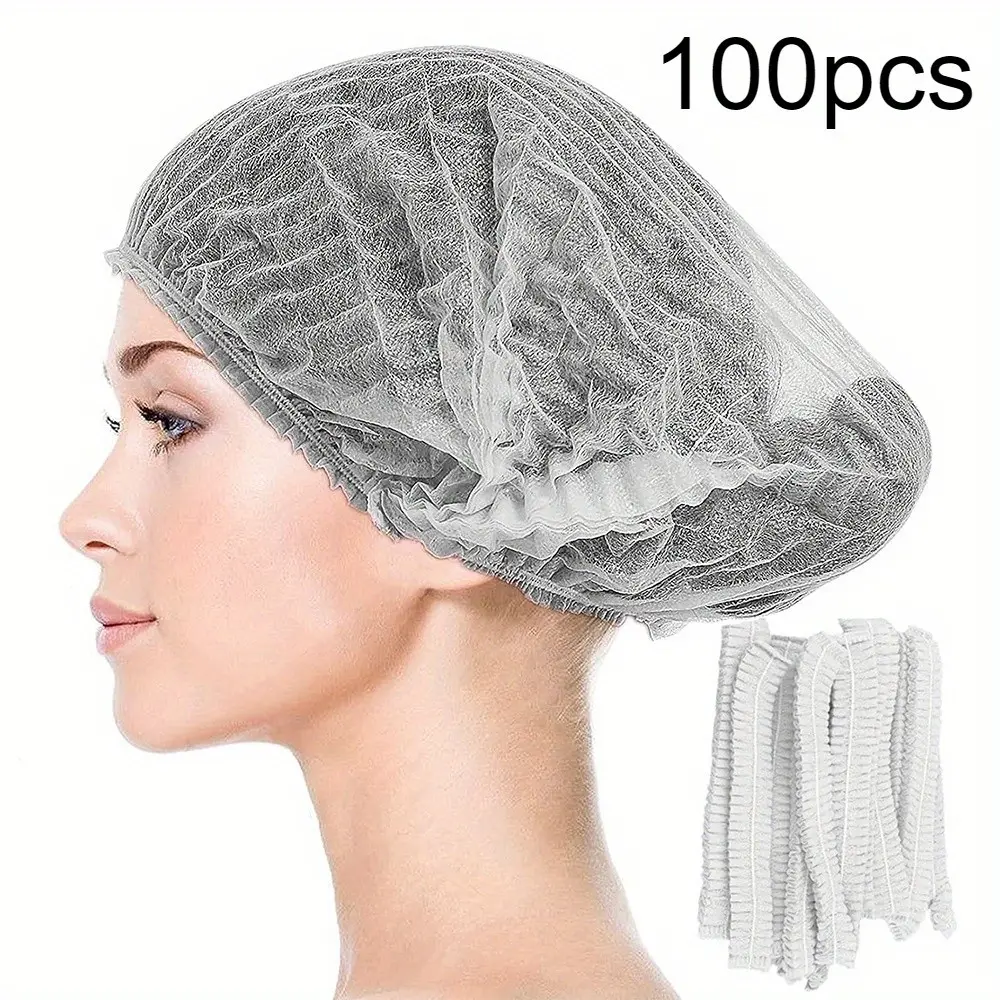 Disposable Hair Net, 100pcs Pack Multifunctional Disposable Hair Cap, Heatless Hair Styling Tools for Women & Men, Hair Accessories for Daily Use, Shower, Lightweight