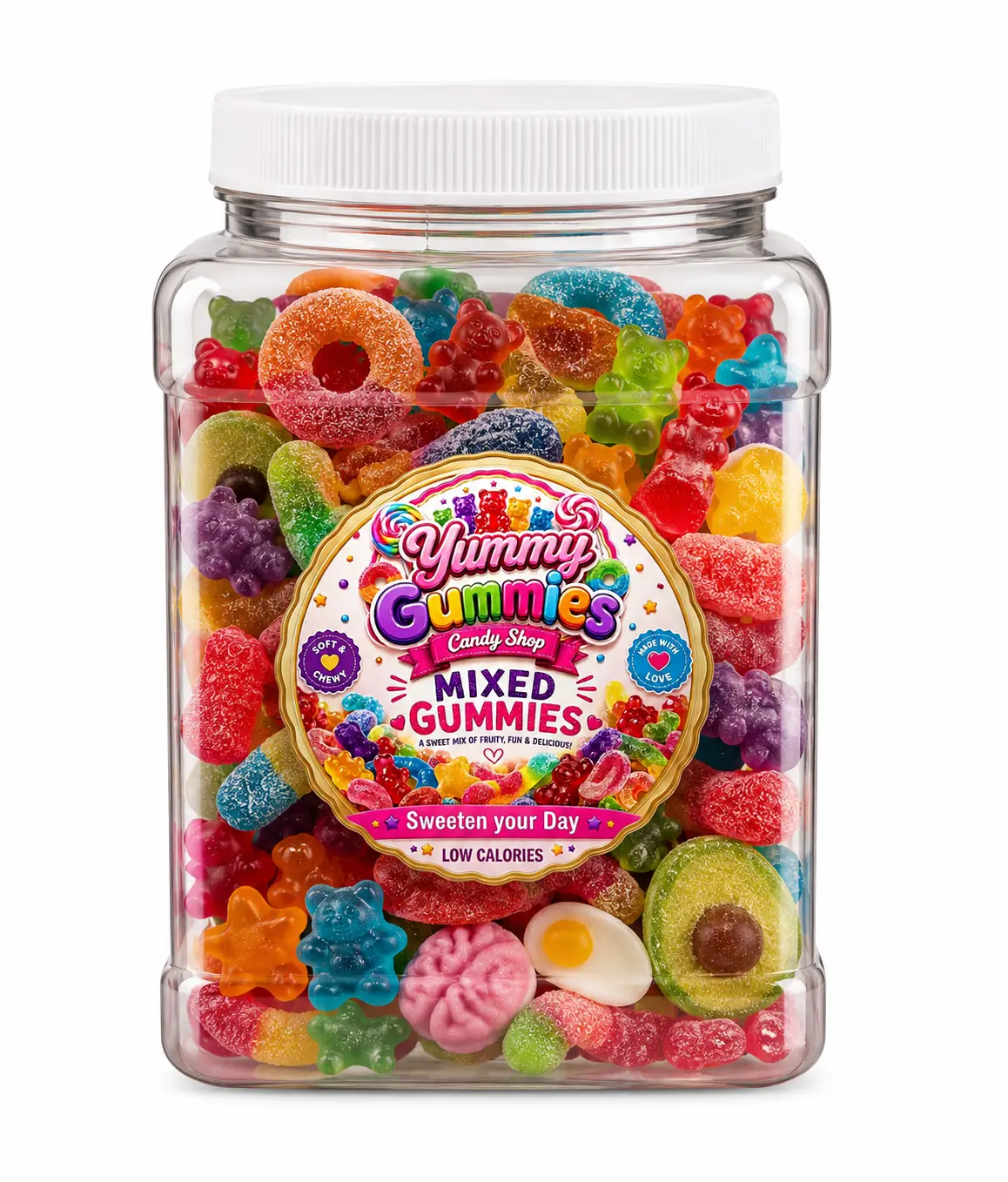 Ultimate Mixed Gummies 2.5lb Jar - Assorted Flavors & Fun Shapes