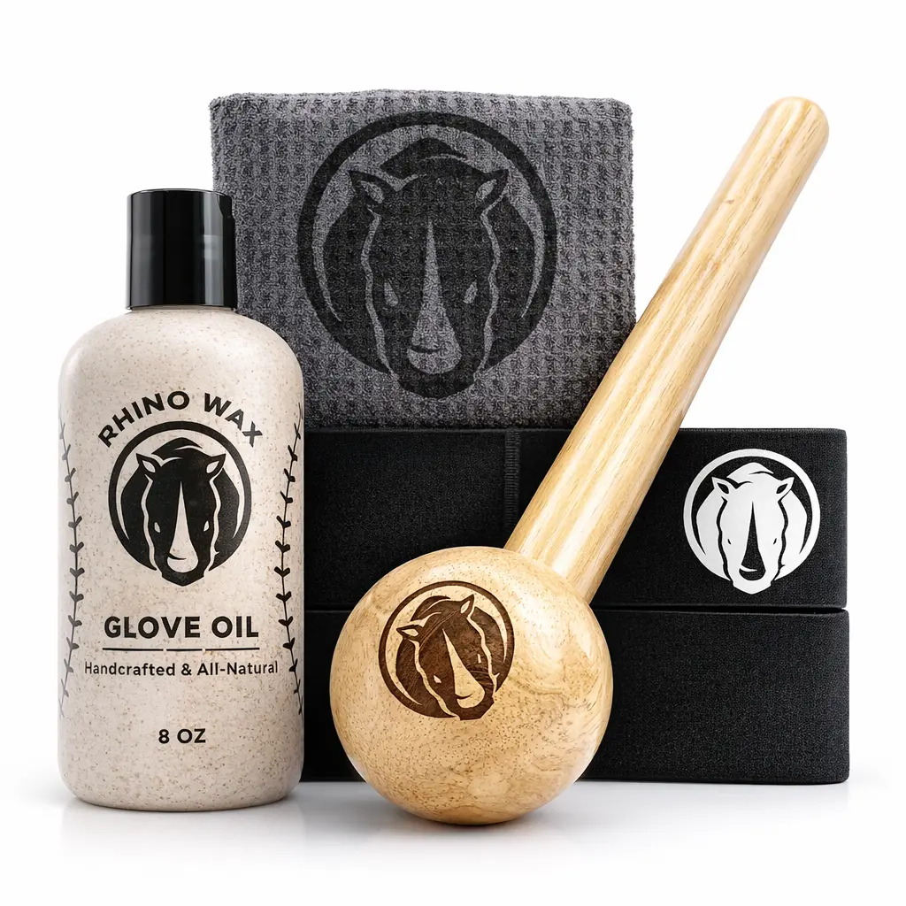 Rhino Wax Baseball Glove Break-in Kit with Mallet, Oil, and Wrap