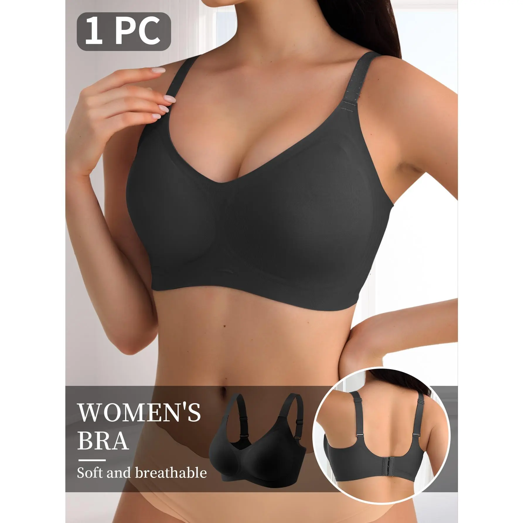 QUASTI Women's Wireless Seamless Push-Up Bra & Panty Matching Lingerie Set - Basic Style, Plain Solid Color, Soft Skin-Friendly Fabric, Smooth Breathable, Secure Fit, S-XXL summerwins