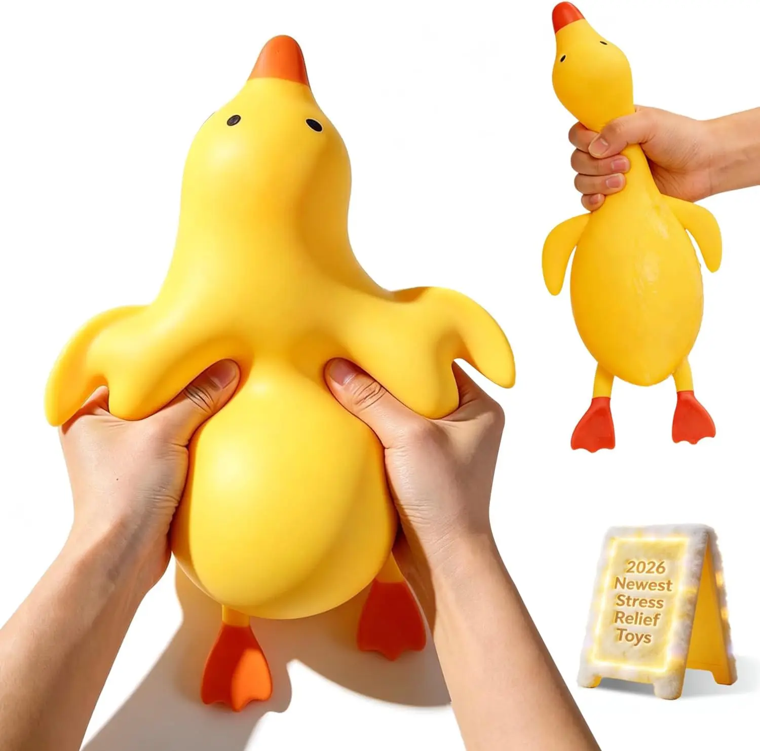 13In Duck Squishy, Jumbo Squishy Duck Giant Big Realistic Moldable Soft Squishys Slow Rising Stress Ball for Anxiety Stress Party Favor for Adults