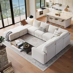 Garvee Sectional Couches for Living Room, Cloud Couch Sectional with Large Storage, l-Shape Modular Sectional Sofa with Ottoman