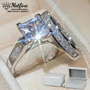 Wedding Rings Set Original Square Dazzling Zirconia Rins for Women Engagements Rings Jewelry Gift