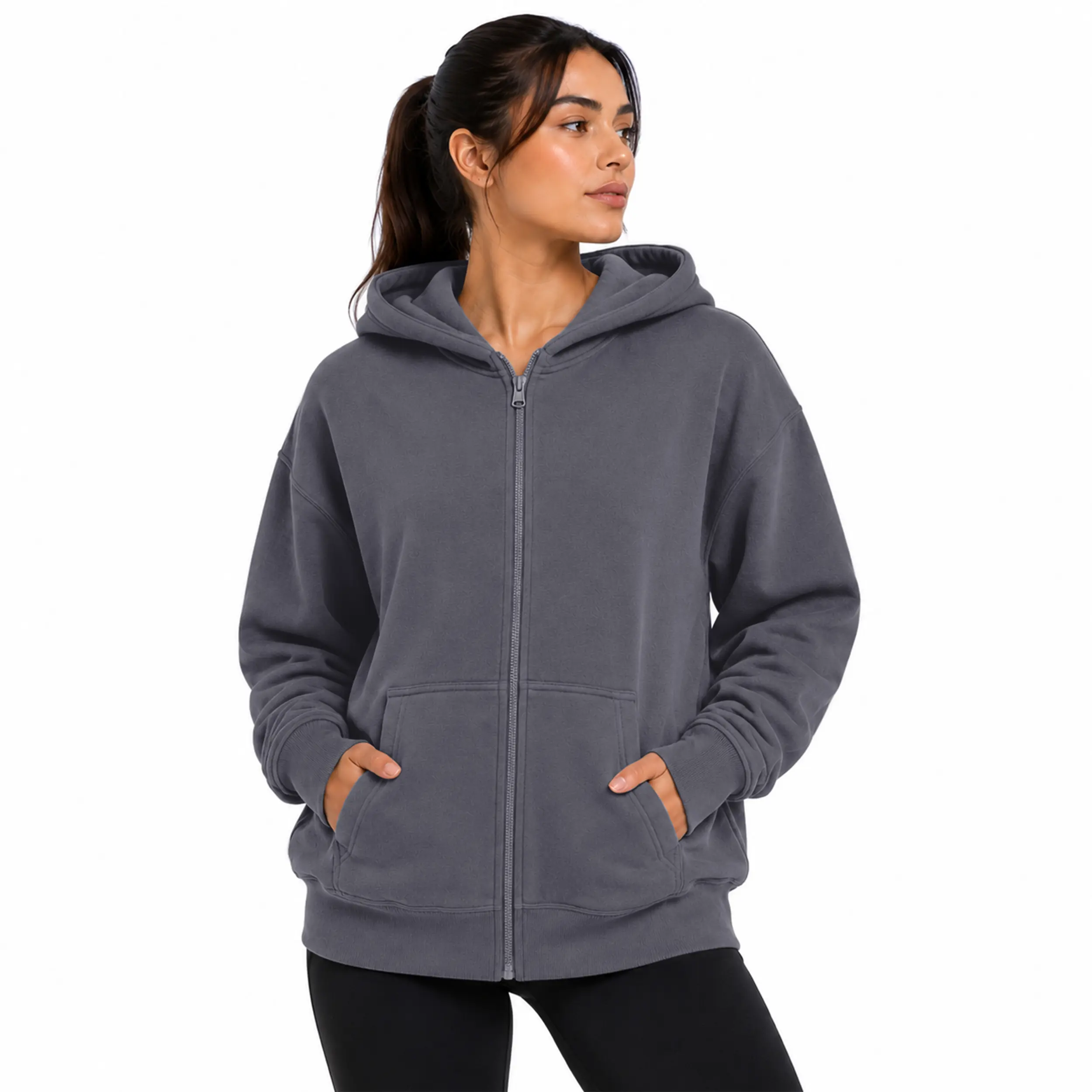 Women's Oversized Zip Up Hoodie with Pockets – Soft Fleece Sweatshirt Jacket for Casual Wear, Spring, Fall & Winter