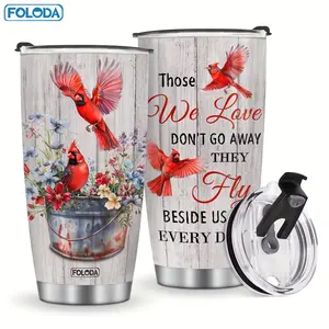 1pc Cardinal Bird Tumblers | Stainless Steel Coffee Travel Cup with Inspirational Saying, Loss of Loved One Sympathy Gift, Reusable 304 Stainless Steel, 20oz, Ideal for Christmas and Birthday Gifts