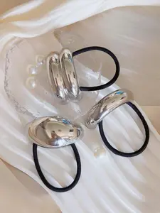 Minimalist Temperament Metal Decor Hair Tie, High Stretch Hair Tie, Fashion Hair Accessories for Women & Girls, Minimalist Headwear Suitable for Thick Hair, Hair Accessories Set, Elastic Hair Accessory, Fashionable Hair Accessories