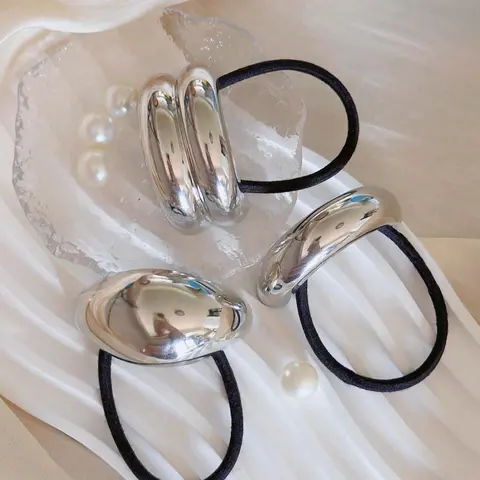 Minimalist Temperament Metal Decor Hair Tie, High Stretch Hair Tie, Fashion Hair Accessories for Women & Girls, Minimalist Headwear Suitable for Thick Hair, Hair Accessories Set, Elastic Hair Accessory, Fashionable Hair Accessories