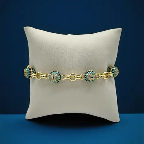 B38 Beautiful Eye Bracelet - Gold Plated 14k