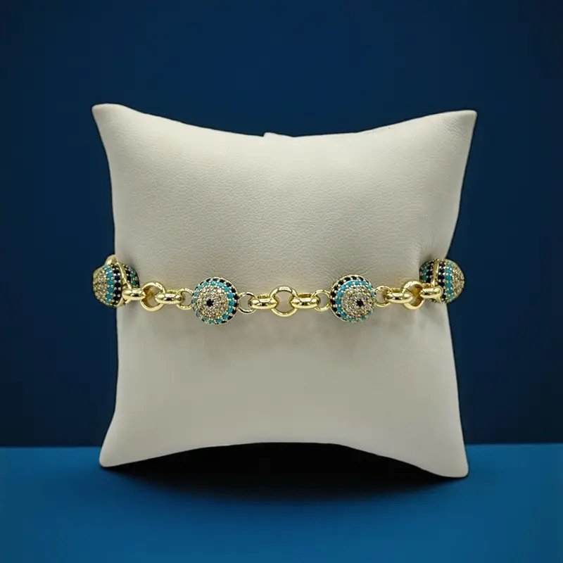 B38 Beautiful Eye Bracelet - Gold Plated 14k