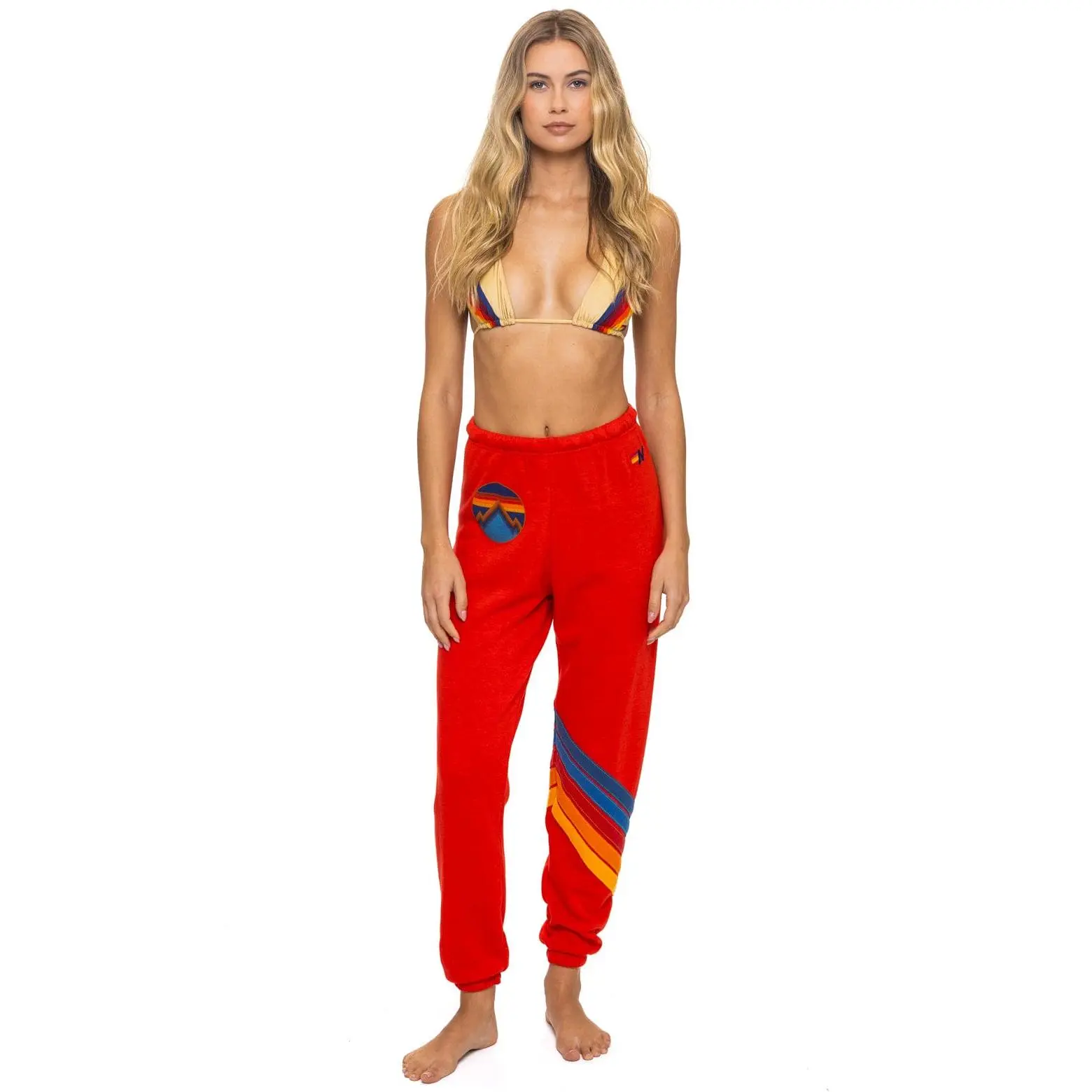 ALL SEASONS CIRCLE CHEVRON SWEATPANTS - RED