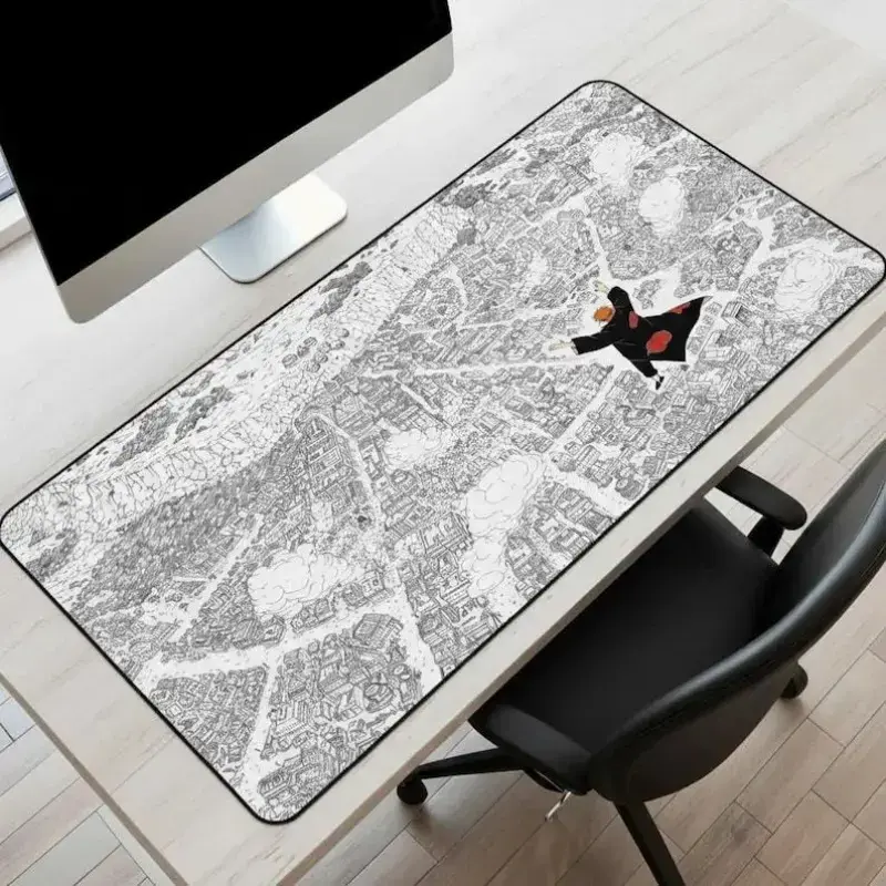 The Pain's Assault Black & White Mouse Pad, Anime Desk Mat, Desk Decor, Gift for Students, Anime Desk Decor, Akatsuki Office Mat, Desk Accessory, Computer Desk Mat