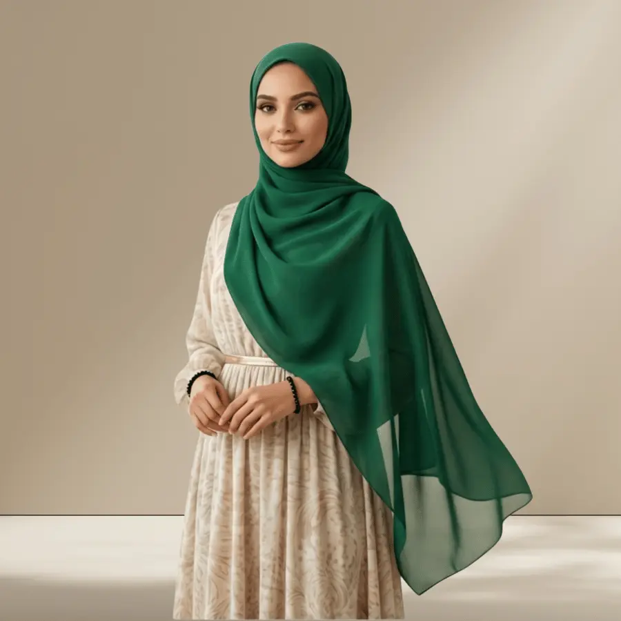 High End Chiffon Hijab in Everyday Deep Bright Emerald Green | Chiffon - Elevated™