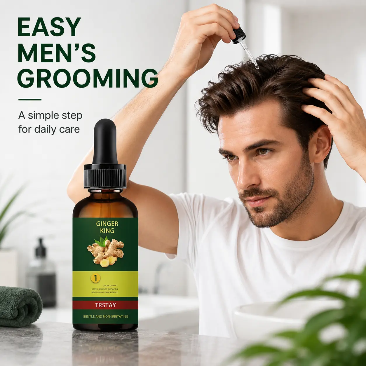 Men's Ginger Extract Hair Serum | Nourishing Care for Dry Hair | Smoothing Styling Treatment | Essential for Daily Styling