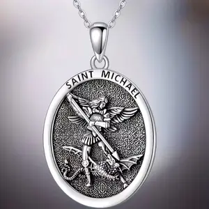 Saint Michael Pendant Necklace - 1pc El Guardián de la Justicia Collar with Saint Michael Charm - Modern, Durable, and Versatile Accessory for Men and Women