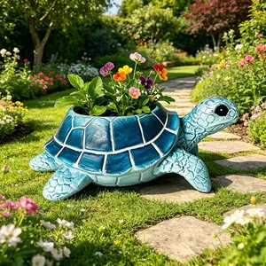 Trendy Turtle Resin Statue, Garden Courtyard Balcony Outdoor Decor, Garden Sculptures, Unique Craftsmanship Ornament, Durable Resin Material, Perfect for Home Decoration
