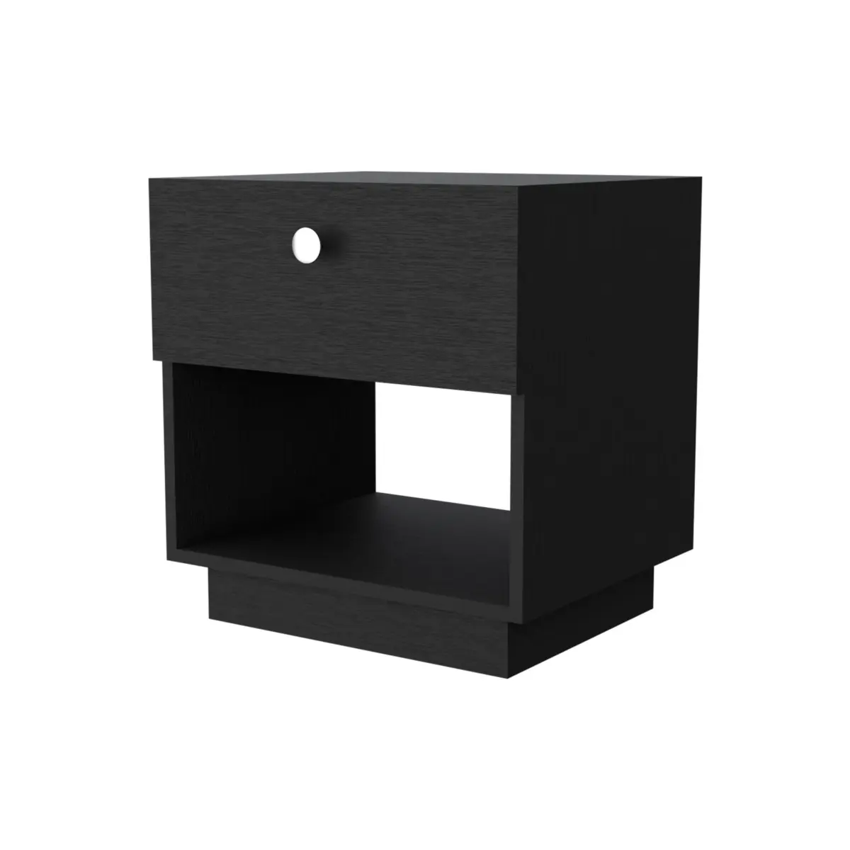 HomeRoots 518174 20 in. One Drawer Nightstand with Integrated Tech, Black