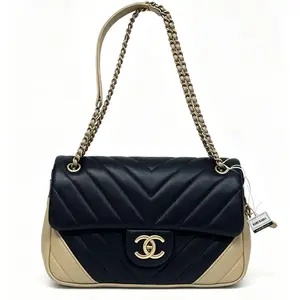 Pre-owned CHANEL Black Gold and Champagne CF Single Shoulder Bag 22*6.5*13.5cm th260411162