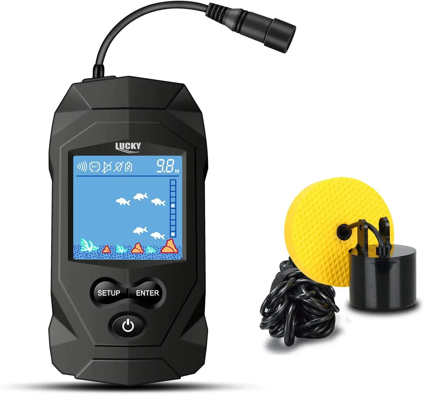 LUCKY Portable Fish Finders Wired Transducer Kayak Fish Finder Kit Portable Depth Finder LCD Display for Kayak Boat Ice Fishing LUCKY