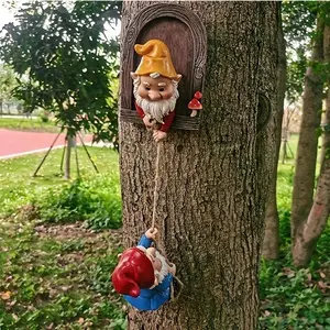 2pcs Climbing Gnome Statue, Fantasy Garden Decor, No Precious Metal Plating, Ideal for Outdoor Gardens, Enhance Your Yard Aesthetics