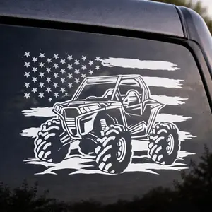 Off-Road UTV Decal – Side-by-Side Rock Crawler with American Flag
