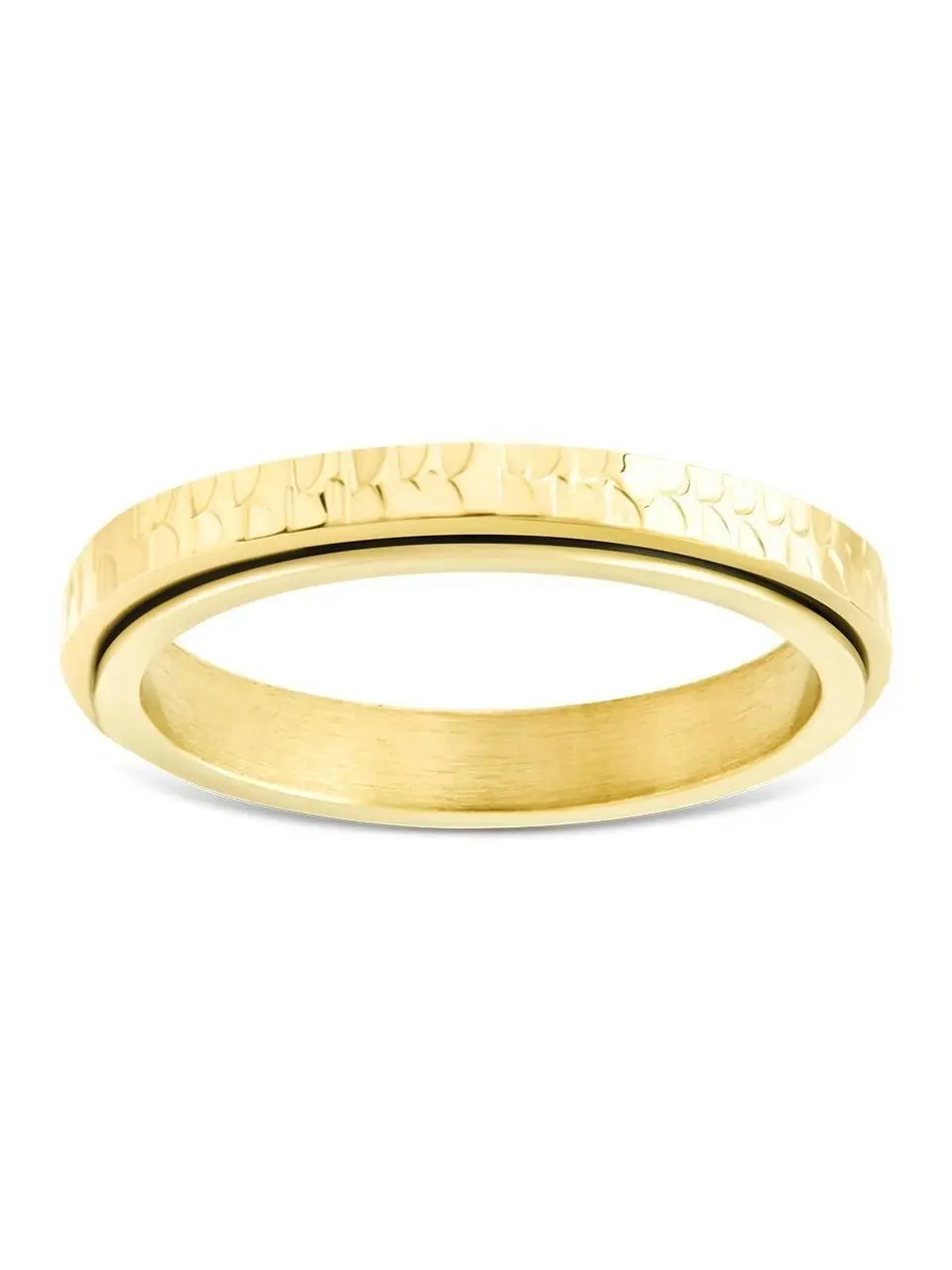 Sterling Forever 14K Gold Plated Textured Spinner Ring for Women – Fidget-Friendly Stackable Band – Safe for Sensitive Skin