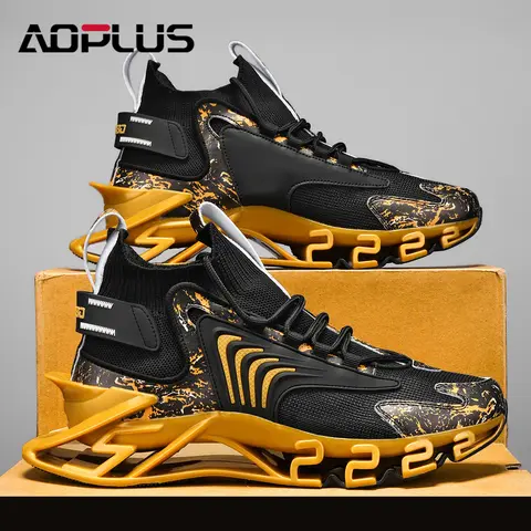 AOPLUS Men's Breathable Running Sneakers - Running Athletic Shoes, Low Mixed Material Casual Trainers, Anti-Slip Closed-Style Men's Shoes for Outdoor Sports Enthusiasts