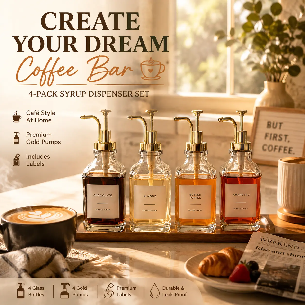 CREATE YOUR DREAM COFFEE BAR  |  4-PACK SYRUP DISPENSER SET