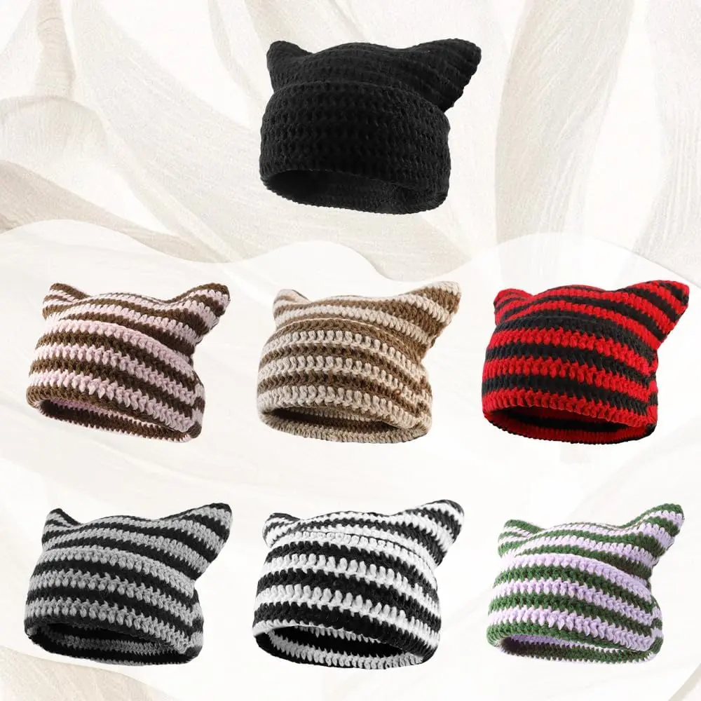 Cat Ear Fluffy Knit Beanie Hat, - TikTok Shop