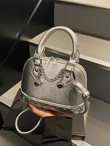Women's Punk Style Rivet Design Shoulder Bag, Fashionable Chain Strap Crossbody Bag for Daily Used, Casual Trendy Versatile High-quality Daily Commuting Bag, Embellished Shoulder Bag
