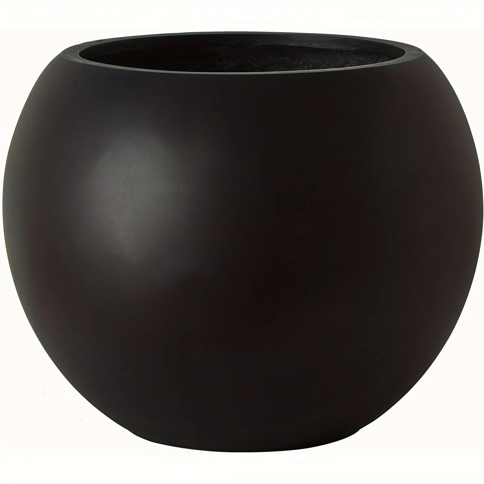 Black 16.5"H x 21"Dia Round Fiberstone Heavy Duty Planter with Drainage Hole - Handcrafted Indoor/Outdoor Home & Patio Container for Gardening Houseplants, Container Gardening