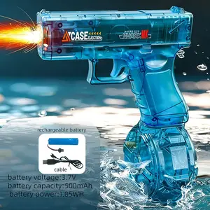 Transparent Glock Electric Water Gun, Kids Toy Sprayer, Large Capacity, Water Battle Tool, Boys Girls, Festival Gift