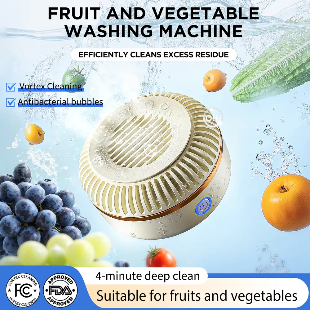 TESORO CASA Wireless Home Fruit & Vegetable Washing Machine, High-Efficiency Hydroxyl Ion Technology Rotating Food Washer for Fresh Produce, Eco-Friendly for Clean Eating & Juicing, Ideal Kitchen Gift, 2026 Ice Cubes Maker