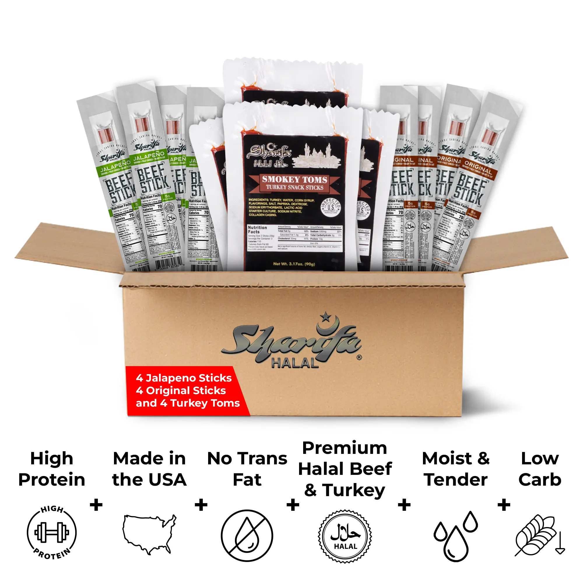Sharifa Halal Beef Sticks and Turkey Toms Snack Box Sharifa Halal Beef Sticks and Turkey Toms Snack Box
