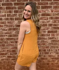 Mustard Linen Romper
