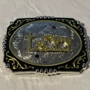 Men's Cross Prayer Horse Belt Buckle, Men's Accessories, Cross Pendant, Casual Daily Fashion Belt Accessory