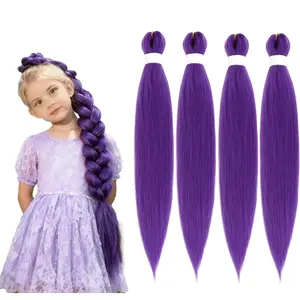 4Packs Purple Braiding Hair 26 Inch Pre Stretched Synthetic Braiding Hair for Braids, Rumi Hair 3 Packs Purple Hair Extensions for Braids DIY Ponytail Cosplay Halloween Costumes
