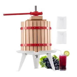 VEVOR 3.2 Gal/12L Fruit Wine Press,  , Solid Wood Basket with 8 Blocks, Heavy Duty Manual Juice Maker, Cider Apple Grape Tincture Honey Olive Oil Making Press with Handle for Kitchen, Home