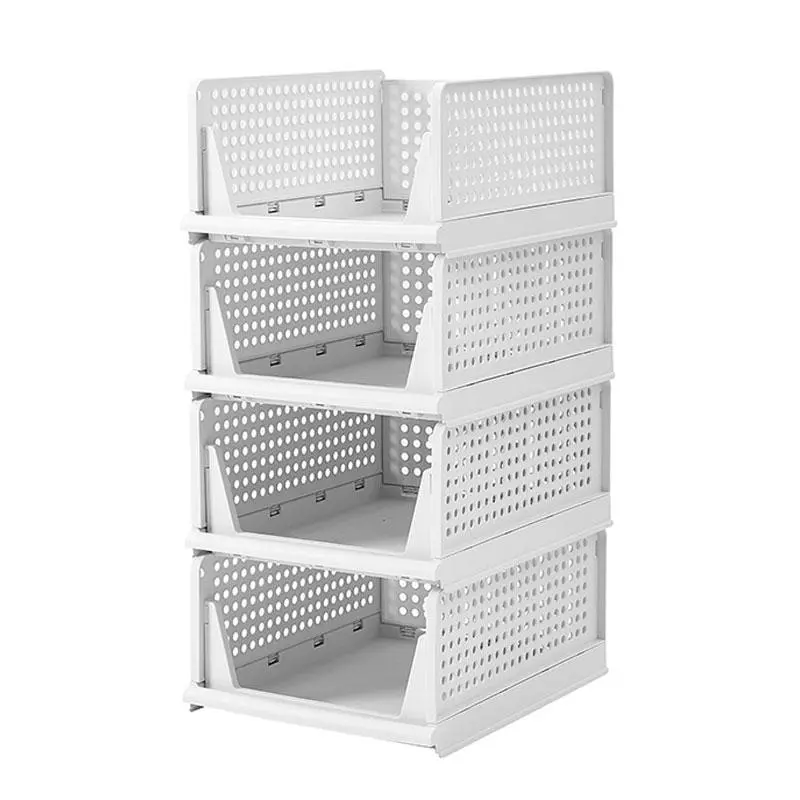 Wardrobe Storage Organizer, Stackable Drawer Organizer, Multilayer Storage, Collapsible Storage Boxes for Shelves, Easy Pull Out Drawer Dividers for Closet, Cabinet, Pantry, Stackable Storage Containers, Collapsible Plastic Storage