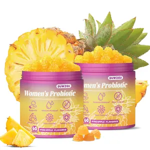 Pineapple Flavored Feminine Probiotics Gummies for pH Balance & Dryness Relief with Slippery Elm Prebiotic Blend - 60 Dietary Supplements for Women's Health