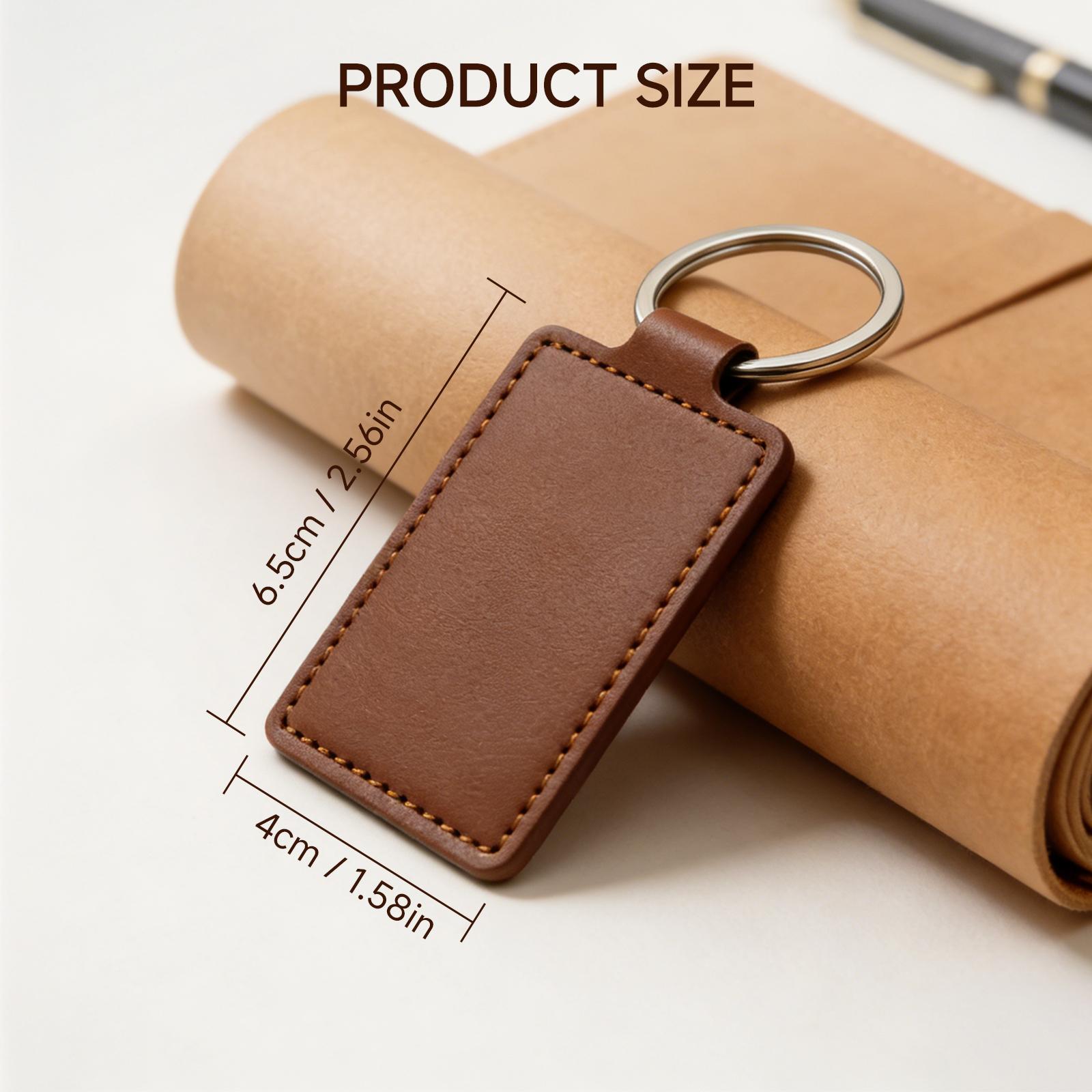 Leather Keychain Blanks Kit with Rings, Laser Engraving PU Leather Key Fob for DIY Crafts
