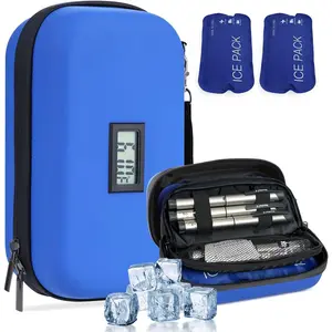 Insulin Cooler Travel Case TSA Approved Refrigerated Medicine Cooler for Travel w/Thermometer Temperature Diabetic Travel Case w/2 Reusable Ice Packs for Daily Life Trip
