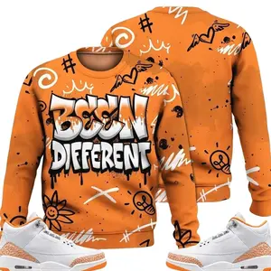 White Orange Peel 3s Sweatshirt, 3 Orange Citrus Outfit, Drip Been Different Streetwear Sneaker Matching Shirts