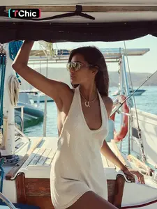 Two-Piece Halter Knit Tie Fashion Beach Vacation Set, Stylish Summer, Comfortable and Trendy, Perfect for Vacations